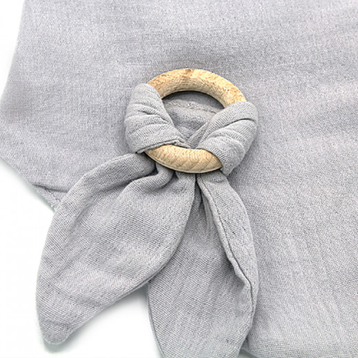 Babyjem Muslin Bib With Teether Grey