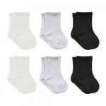 Bistyle Basic 6-Pairs Combed Flat Quarter Socks (24-36 m) (Black, Grey, Beige)