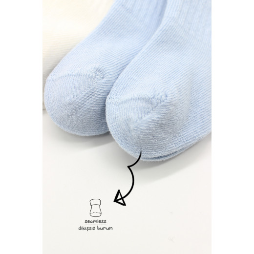 Bistyle Basic 6-Pairs Combed Flat Quarter Socks (0-6 m) (Blue, Grey, Beige)