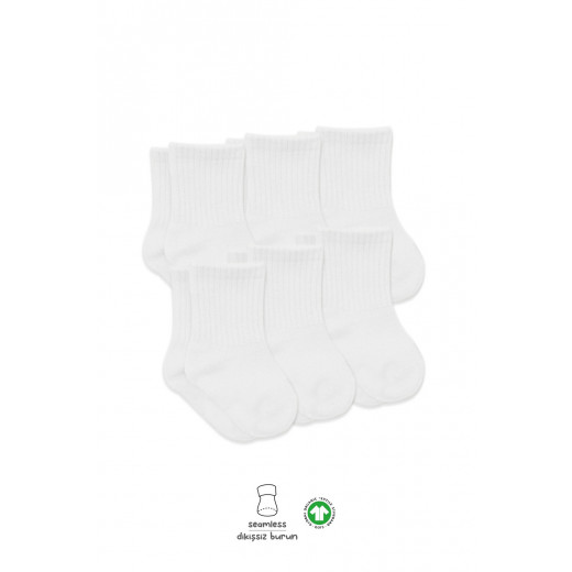 Bistyle 6-Pairs Combed Flat Quarter Socks (0-6 m) White