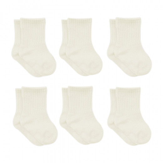 Bistyle 6-Pairs Combed Flat Quarter Socks (6-12 m) Beige