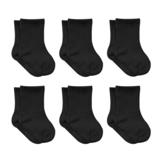 Bistyle 6-Pairs Combed Flat Quarter Socks (0-6 m) Black