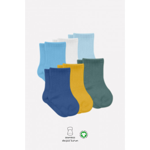 Bistyle Colors 6-Pairs Combed Flat Quarter Socks (6-12 m) Colored