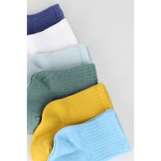 Bistyle Colors 6-Pairs Combed Flat Quarter Socks (12-24 m) Colored