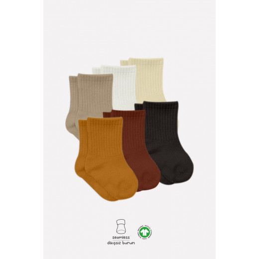 Bistyle Colors 6-Pairs Combed Flat Quarter Socks (6-12 m) Colored