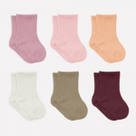 Bistyle Colors 6-Pairs Combed Flat Quarter Socks (0-6 m) Colored