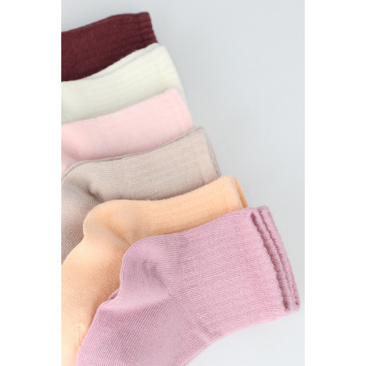 Bistyle Colors 6-Pairs Combed Flat Quarter Socks (0-6 m) Colored