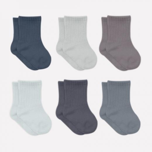 Bistyle Colors 6-Pairs Combed Flat Quarter Socks (0-6 m) Colored