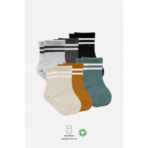 Bistyle 6-Pairs Combed Circlip Quarter Socks (24-36 m) Colored