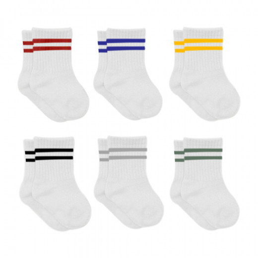 Bistyle 6-Pairs Combed Circlip Quarter Socks (24-36 m) Colored