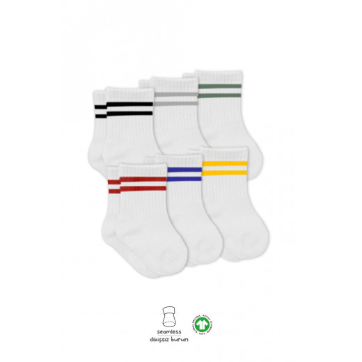 Bistyle 6-Pairs Combed Circlip Quarter Socks (24-36 m) Colored