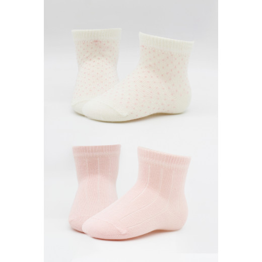 Bistyle Organic 2-Pairs Combed Socks (6-12 m) Pink