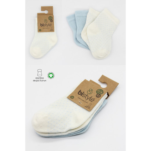 Bistyle Organic 2-Pairs Combed Socks (0-6 m) Blue