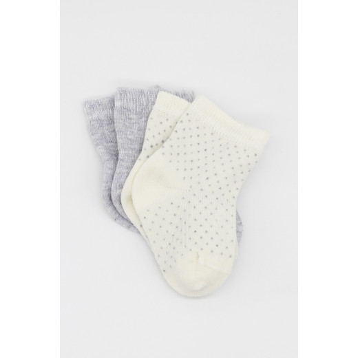 Bistyle Organic 2-Pairs Combed Socks (0-6 m) Grey