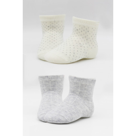 Bistyle Organic 2-Pairs Combed Socks (0-6 m) Grey