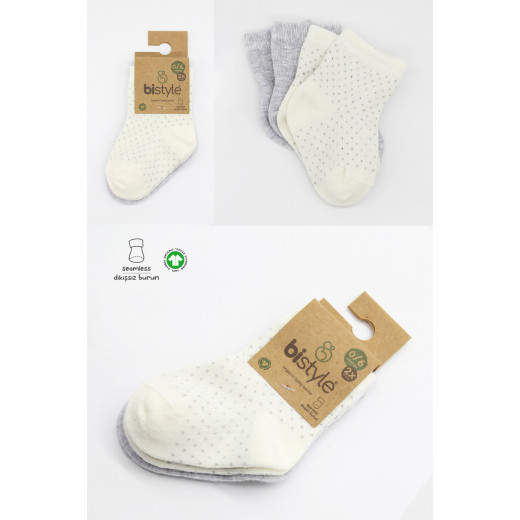 Bistyle Organic 2-Pairs Combed Socks (0-6 m) Grey