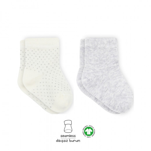 Bistyle Organic 2-Pairs Combed Socks (6-12 m) Grey