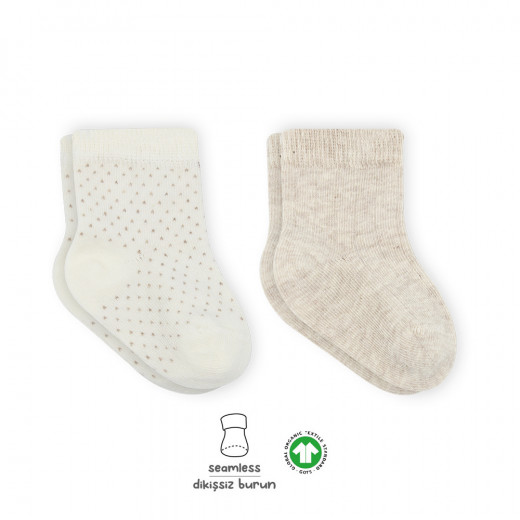 Bistyle Organic 2-Pairs Combed Socks (12-24 m) Beige