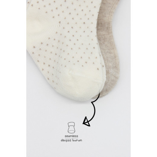 Bistyle Organic 2-Pairs Combed Socks (24-36 m) Beige