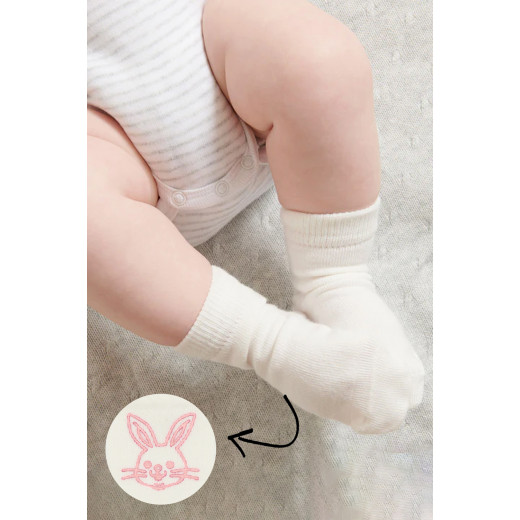 Bistyle Organic 2-Pairs Combed Non-slip Socks (6-12 m) Pink