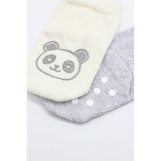 Bistyle Organic 2-Pairs Combed Non-slip Socks (12-24 m) Grey