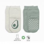 Bistyle Organic 2-Pairs Combed Non-slip Socks (0-6 m) Green