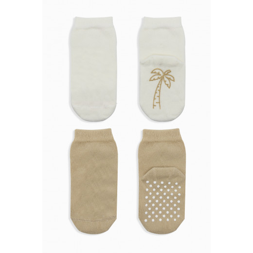 Bistyle Organic 2-Pairs Combed Non-slip Socks (0-6 m) Cream