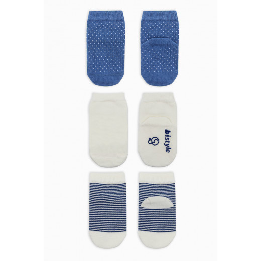 Bistyle Organic 3-Pairs Basic Socks (0-3 m) Blue