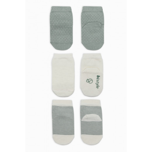 Bistyle Organic 3-Pairs Basic Socks (0-3 m) Green