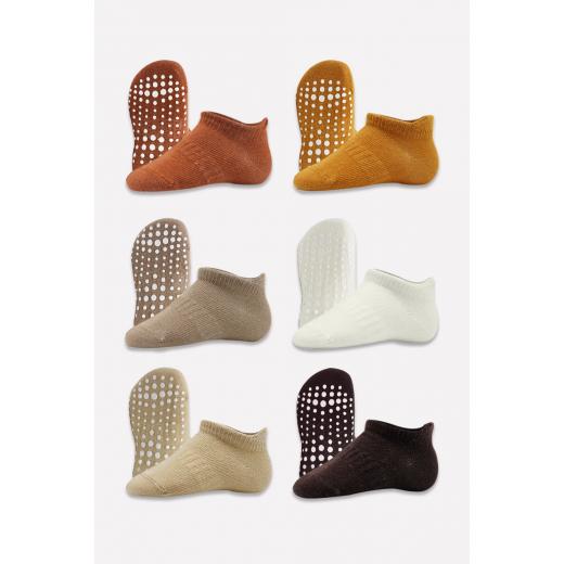 Bi̇style 6-Pairs Combed Non-Slip Liner Socks (6-12 m) Colored