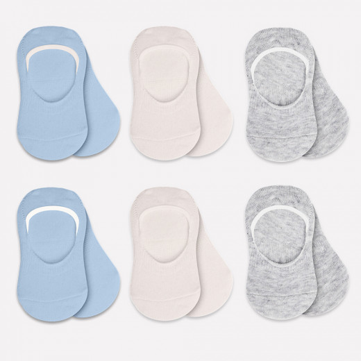 Bistyle 6-Pairs Baby Ballerina Socks (12-24 m) (Grey, Beige, Blue)