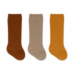 Bistyle 3-Pairs Knee Socks (6-12 m) (Orange, Brown, Yellow)