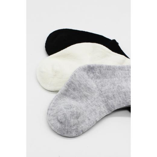 Bistyle 3-Pairs Knee Socks (0-6 m) lines (Black, Grey, Beige)