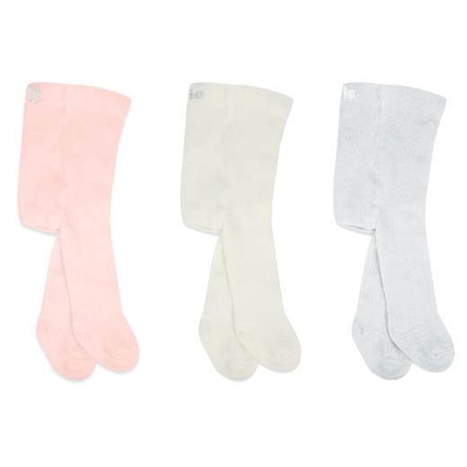 Bistyle 3-Pairs Combed Cotton Tights (6-12) (Pink, Grey, Beige)