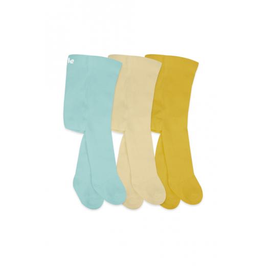 Bistyle 3-Pairs Combed Cotton Tights (12-24) (Blue, Brown, Yellow)