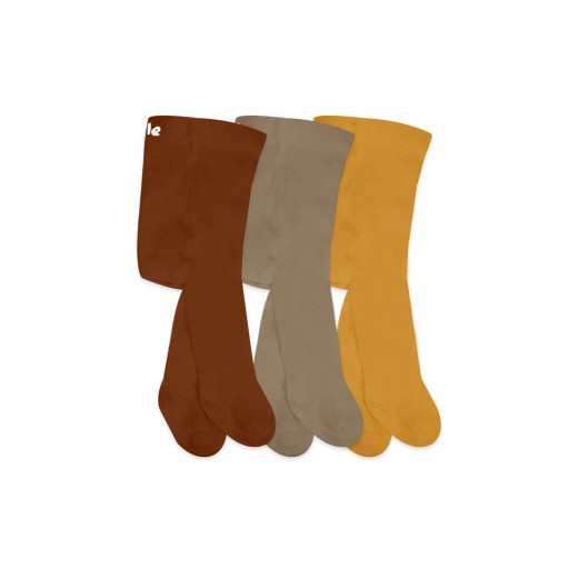 Bistyle 3-Pairs Combed Cotton Tights (12-24) (Orange, Brown, Yellow)