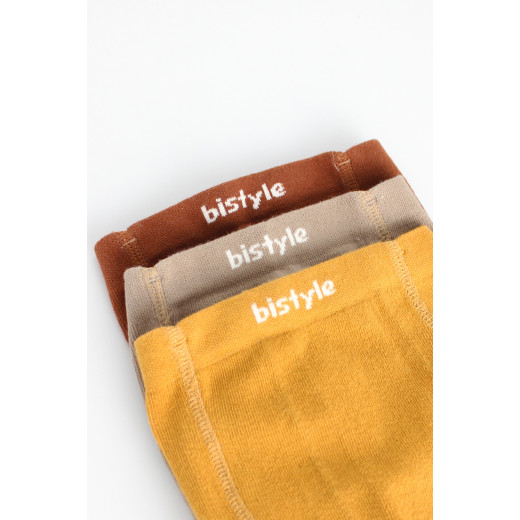 Bistyle 3-Pairs Combed Cotton Tights (12-24) (Orange, Brown, Yellow)