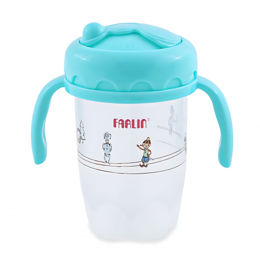 Farlin, Straw Drinking Cup +9, 240ML, Blue