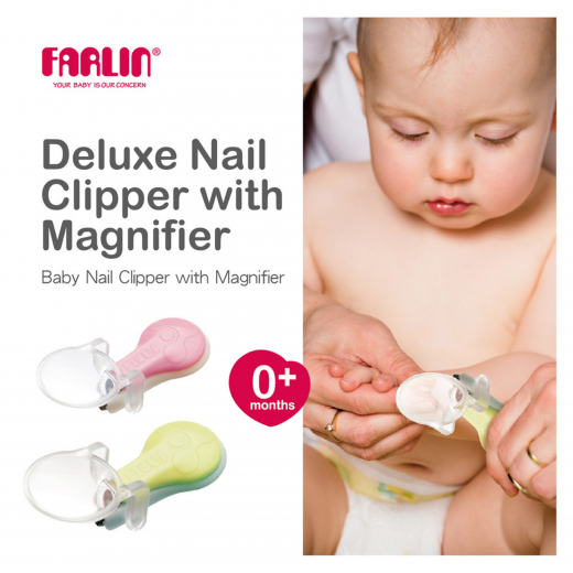 Farlin, Deluxe Nail Clipper with Magnifier, Lime