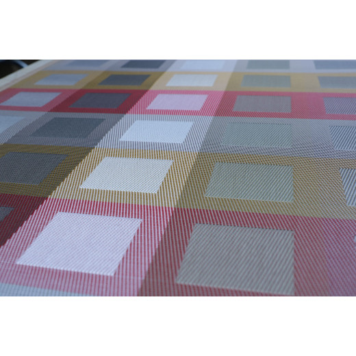 ARMN Lux 60x100cm Kitchen Rug - Squares Orange & Brown