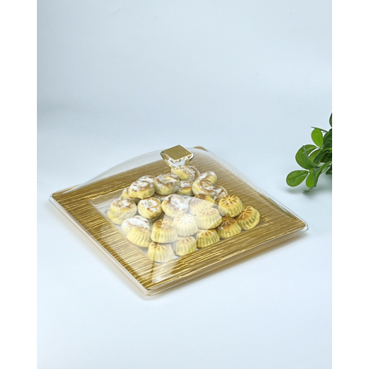 Vague Acrylic Square Serving Set Bark Golden 31 centimeter