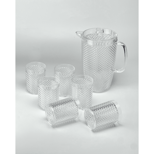 Vague Acrylic Diamond Jug 2.37L 7 Pieces Set Taiwan