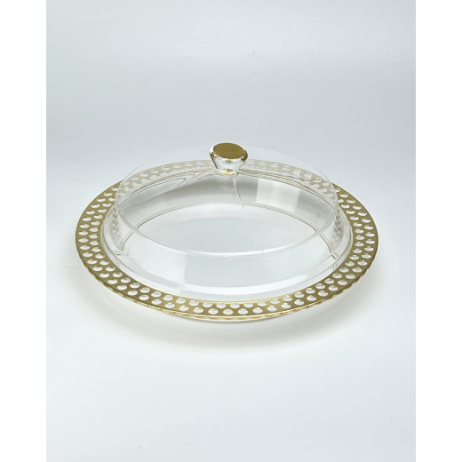 Vague Acrylic Dessert Serving Set Round with Gold Design S