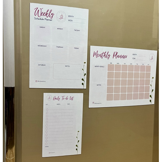 Bundle of Magnetic Monthly, weekly planner and to do list