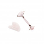 Silkypel Rose Quartz Anti Aging Roller & Gua Sha stone kit