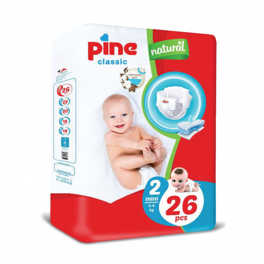 Pine,Classic Size 2, 26 Diaper,, 3-6 kg