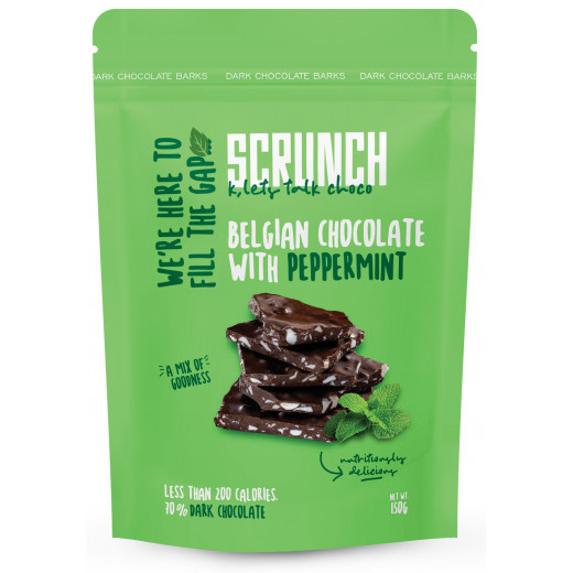 Scrunch Belgian Dark Chocolate Barks with Mint 150 gm