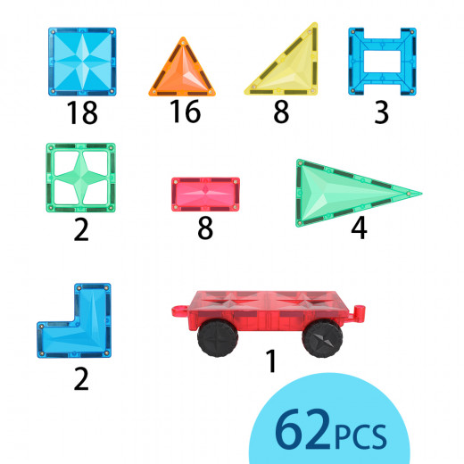 Magnetic Tiles - 62 Pieces (MNTL Star)