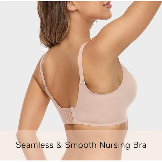 Momcozy Seamless Nursing Bra, Beige, Large