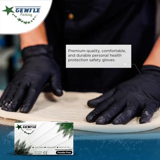 Gentle Nitrile Gloves Black (Powder Free) - 100 Pieces - Small